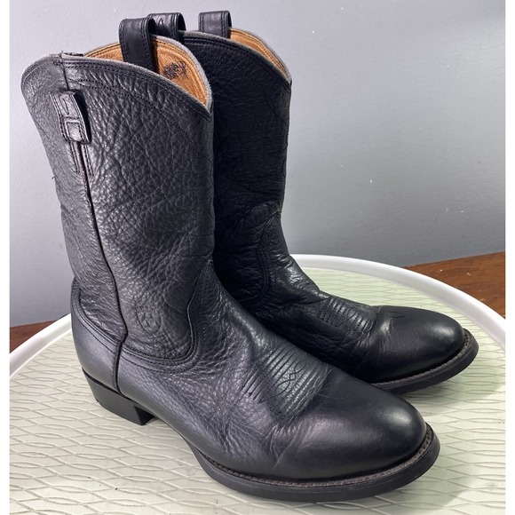 Ariat Heritage Men's Pebbled Leather Black Western Cowboy Riding Biker Boots 9B
